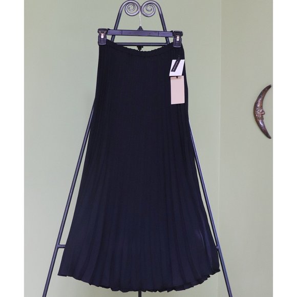 Nordstrom Halogen Black Pleated High Waist Midi Skirt - Picture 1 of 7